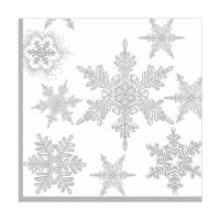 Салфетки 240х240 мм 3-сл., диз. "Снегопад Серебро", разноцв., бум., 25 шт/упак "Bouquet" 15 упак/кор РОССИЯ 57873