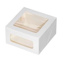 Коробка для торта 180х180х100 мм, с окном, неразъем.крышка, без руч., бел., карт., 15 шт/упак "Forgenika" Cake II Window White 135 шт/кор РОССИЯ ForG CAKE II W W 180*180*100