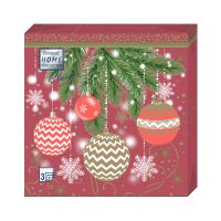 Салфетки 330х330 мм 3-сл., диз. "Елочные украшения", разноцв., бум., 20 шт/упак "Bouquet" 12 упак/кор РОССИЯ 37057