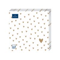 Салфетки 330х330 мм 3-сл., диз. "Золотые сердечки", разноцв., бум., 20 шт/упак "Bouquet" 12 упак/кор РОССИЯ 57012