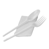 Комплект столовых приборов №3 [лож.ст.+ вил.: 165 мм, бел., ПС+ салф.], 300 шт/кор 300 шт/упак РОССИЯ Н31-009