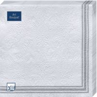 Салфетки 330х330 мм 3-сл., диз. "Рамка Серебряная Барокко", бело-сереб., бум., 16 шт/упак "Bouquet" 12 упак/кор РОССИЯ 57035