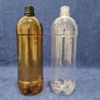 Бутылка ПЭТ 1000 мл, прозр., горло d28 мм, черн.крышка в компл., 100 шт/кор 100 шт/упак РОССИЯ