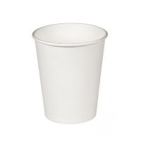 Одноразовый стакан для холодного и горячего, 0.205л, верхний d 73мм нижний d 50мм, h 79мм, 215г/м2, белый, однослойный, картон
