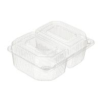 Упаковка для кондит. изделий 1000[2х500] мл, 2-секц., 188х138х72 мм, неразъем.крышка, прозр., ОПС, 350 шт/кор "Протэк" РОССИЯ ПР-К-65 С2"