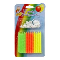 Свечи для торта классические d5хh60 мм, без дизайна, разноцв., 24 шт/упак 30 упак/кор РОССИЯ 0103