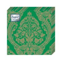 Салфетки 240х240 мм 3-сл., диз. "Royal.Золото на зеленом", зелено-золот., бум., 25 шт/упак "Bouquet" 15 упак/кор РОССИЯ 37240