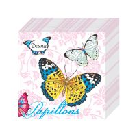 Салфетки 250х250 мм 1-сл., диз. "Бабочки и цветы", разноцв., бум., 40 шт/упак "Desna Design" 32 упак/кор РОССИЯ 57421