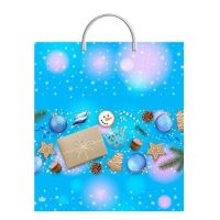 Пакет 400х440 мм, 100 мкм с пласт. ручками, диз. "Зимнее мерцание", ПВД, 10 шт/упак "Тикопластик" 100 шт/кор РОССИЯ н00205927