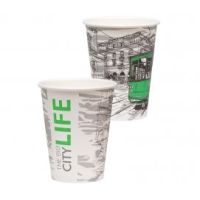 Бумажный стакан для холодных и горячих напитков 300 мл, с рисунком Big City Life