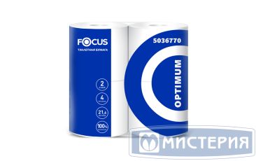 Бумага туалетная 2-сл. "Focus" Optimum, бел., 22 м, 4 рул/упак 14 упак/кор РОССИЯ 50202215/5036770