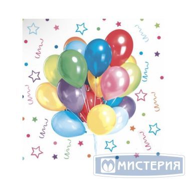 Салфетки 330х330 мм 3-сл., диз. "Веселый праздник", разноцв., бум., 20 шт/упак "Bouquet" 12 упак/кор РОССИЯ 37396