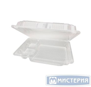 Контейнер для суши 3-секц. 235х172х65 мм, неразъем. крышка, прозр., ПЭТ, 360 шт/кор "Протэк" 360 шт/упак РОССИЯ ПР-К-30С3 (ИП) "А"/ИП-30С суши