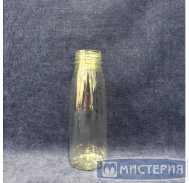 Бутылка ПЭТ 250 мл, прозр., горло d38 мм, черн.крышка в компл., 100 шт/кор 100 шт/упак РОССИЯ