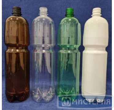 Бутылка ПЭТ 1500 мл, прозр., горло d28 мм, черн.крышка в компл., 75 шт/кор 75 шт/упак РОССИЯ