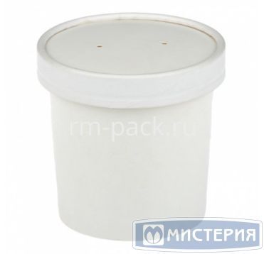 Картонный контейнер, 450 мл, D - 98 мм, h - 100 мм, белый