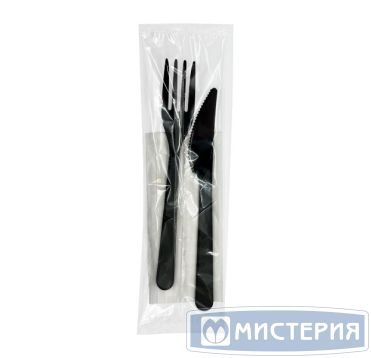 Комплект столовых приборов №3 [вил.+ нож: 180 мм, черн., ПС+ салф.], 200 шт/кор 200 шт/упак РОССИЯ 501302