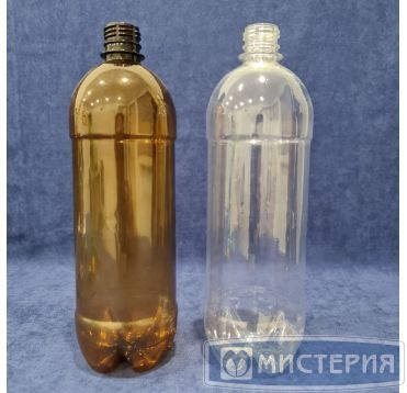 Бутылка ПЭТ 1000 мл, прозр., горло d28 мм, черн.крышка в компл., 100 шт/кор 100 шт/упак РОССИЯ