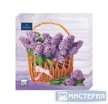 Салфетки 330х330 мм 3-сл., диз. "Корзина с сиренью", разноцв., бум., 20 шт/упак "Bouquet" 12 упак/кор РОССИЯ 25571/37410