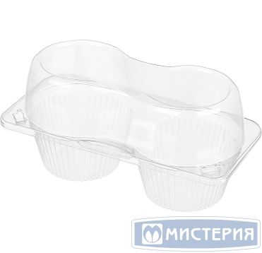 Упаковка для кондит. изделий 400[2х200] мл 2-секц., 189х94х90 мм, неразъем.крышка, прозр., ПЭТ, 380 шт/кор "Комус" 380 шт/упак РОССИЯ РК-1909С2