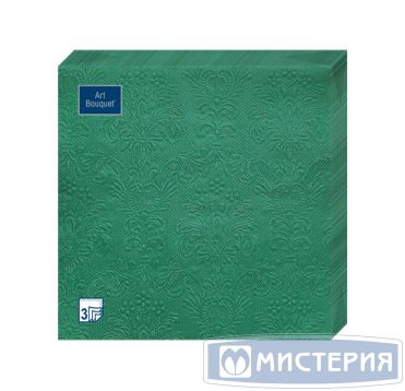 Салфетки 330х330 мм 3-сл., диз. "Мятный Барокко", зел., бум., 16 шт/упак "Bouquet" 12 упак/кор РОССИЯ 57248