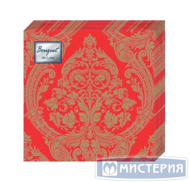 Салфетки 240х240 мм 3-сл., диз. "Royal.Золото на красном", красно-золот., бум., 25 шт/упак "Bouquet" 15 упак/кор РОССИЯ 25661/37239