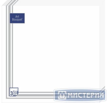 Салфетки 330х330 мм 3-сл., диз. "Серебряная Рамка", бело-сереб., бум., 20 шт/упак "Bouquet" 12 упак/кор РОССИЯ 37872