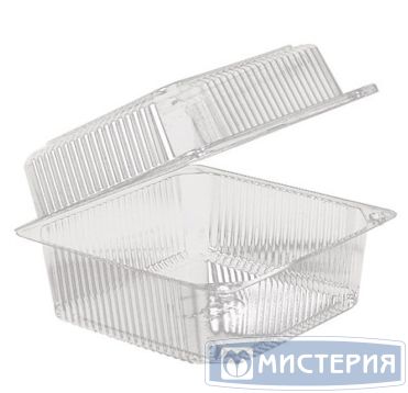 Упаковка для кондит. изделий 1000 мл, 1-секц. 152х152х73[139х139х65] мм, неразъем.крышка, прозр., ПЭТ, 660 шт/кор "Комус" 660 шт/упак РОССИЯ РК-15 (Р) (ОП) (ТТ) (ПЭТ)