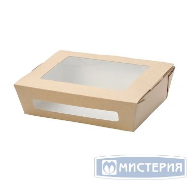 Контейнер 1000 мл, 190х150х50 мм, с окном, неразъем.крышка, крафт-бел., карт., 25 шт/упак "OSQ" Salad 250 шт/кор РОССИЯ OSQ SALAD 1000 (250)