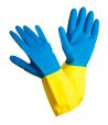 Перчатки латексные, р-р XL, с хлопк. напылен., сине-желт., 1 пар/упак "Lux" 144 пар/кор КИТАЙ 405-134