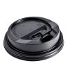 Крышка для стаканов, для холодного и горячего, d 80 мм, чёрная, с клапаном, полистирол