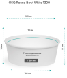 Контейнер 1300 мл, d185хh70 мм, без окна, без крышки, бел., карт., 35 шт/упак "OSQ" Round Bowl white 210 шт/кор РОССИЯ Round Bowl 1300 white
